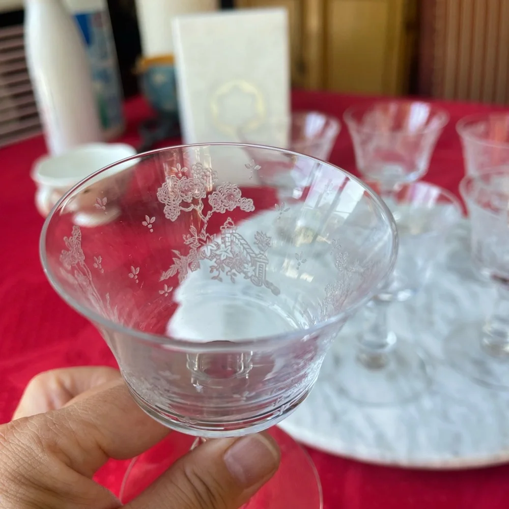 Set of 6 Vintage Fostoria Willow pattern cocktail glasses